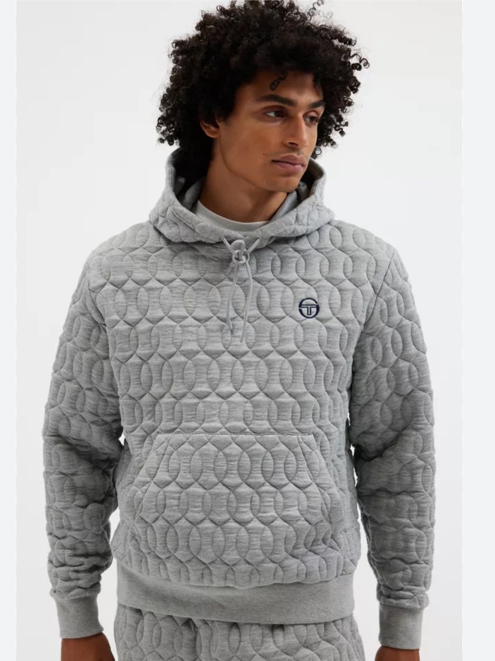 Sergio Tacchini Aversa Quilted Hoodie Sweatshirt Gray Men’s Size Medium